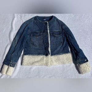 VENUS Dark Blue Denim Jacket with Cream Sherpa Hem